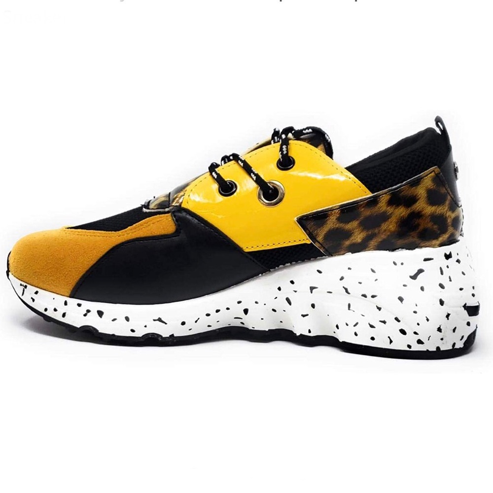 Yellow Platform Lace Up Sneakers - Picture 4 of 6